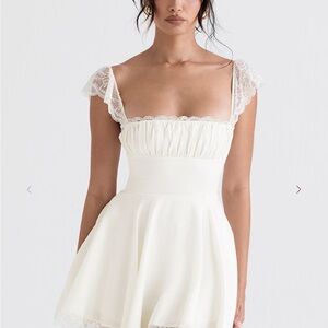Elegant White Lace Trim Dress